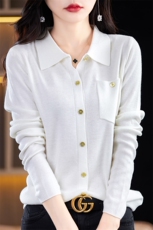 秋冬季新款衬衣领毛衣女宽松显瘦时尚百搭针织上衣，女装针织衫/毛衣，贵皇网供仓