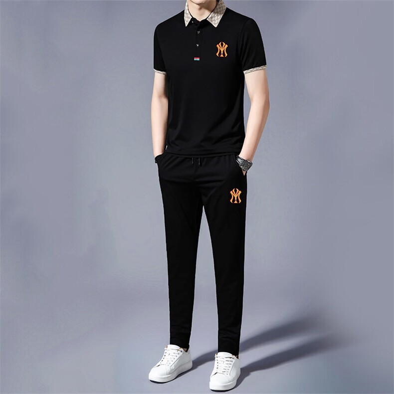 HP563夏季新款男士休闲套装刺绣男装百搭二件套,男装休闲套装,电商B360