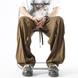 美式高街 hiphop冰丝铆钉纽扣冰凉情侣百搭裤K611p55图片