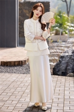 现货春装新款简约时尚休闲重工艺钉珠减龄马甲可组合三件套半裙衫，女装马甲，韩美纤衣