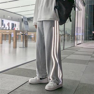 主推!潮流反光垂感阔腿拖地宽松休闲男女裤1004-1WK519 P45 控68图片