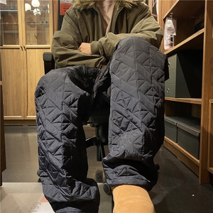 菱形格eaho外穿棉裤男女冬季加厚夹棉滑雪裤子东北哈尔滨防寒卫裤图片
