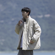 冬季潮牌日系纯色简约加绒加厚保暖防寒休闲棉服外套MY9079-P100，男装棉衣，电商A128