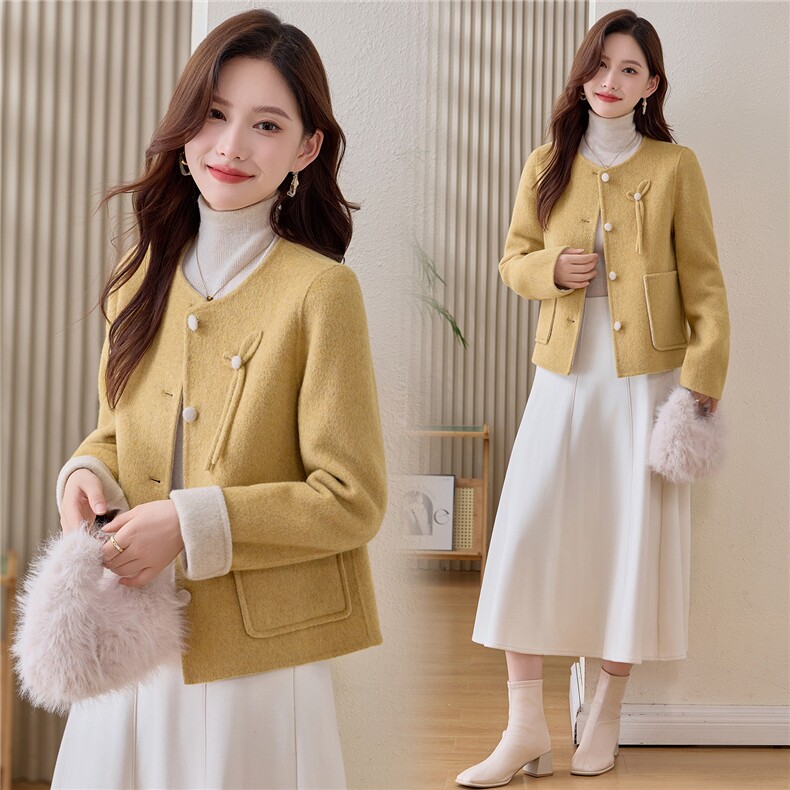 双面羊绒大衣女小个子2025年新款高级感短款秋冬季韩系羊毛呢外套，女装毛呢外套，众宇琦