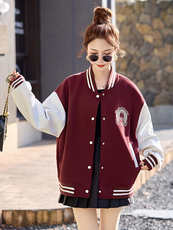 棒球服外套女2025春秋新款小个子超火休闲洋气减龄红色短款厚夹克，商品下架区，韩然一族