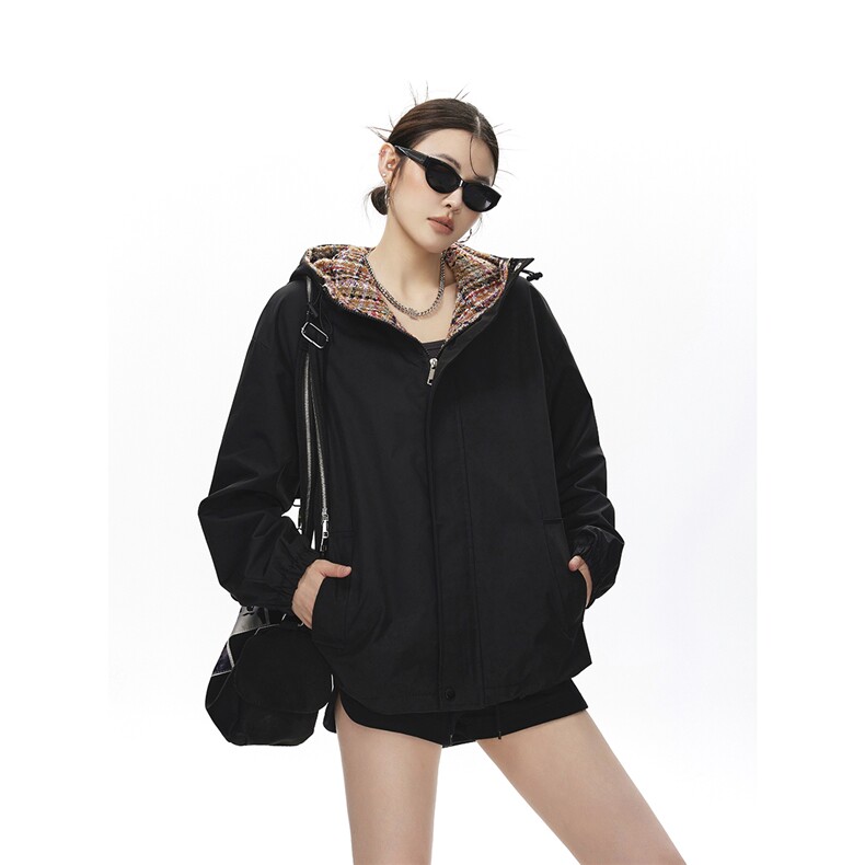 可二开小香风拼接面料大码M-5XL夹克聚酯纤维JK78079P75控118，女装短外套，星座226-1