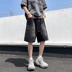 复古水洗牛仔短裤男夏季薄款宽松直筒休闲工装五分裤NK974，男装牛仔裤，星座1116A-1（原606A）