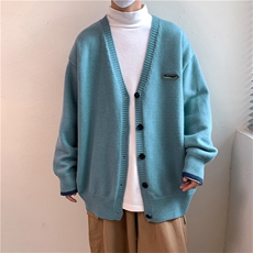 V领开衫毛衣男秋款慵懒风潮牌ins宽松休闲学院风针织衫MY9027-P48，男装针织衫/毛衣，星座1008