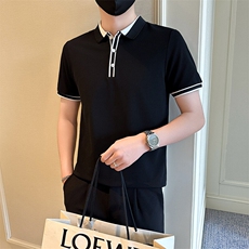 店主风社会小伙男士异色拼接翻领POLO衫男T恤301A-1/PL100/P53，男装T恤，星座301A-1