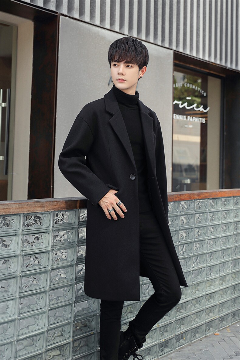 2025冬季纯色情侣款加棉休闲百搭毛呢大衣外套男潮1913加棉-P140，男装毛呢大衣，电商A413