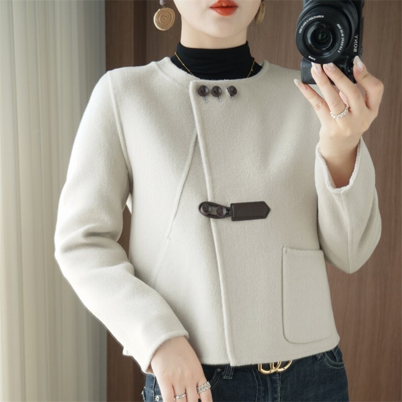 2025年秋季新款百搭女士短款羊毛大衣，女装双面呢大衣，悦洋羊绒