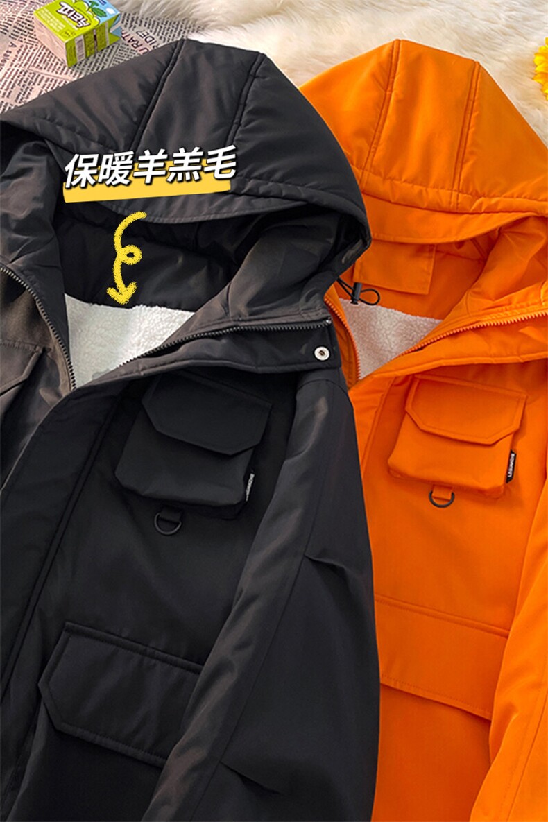 2023冬季新款港风摆拍大码多口袋羊羔毛棉衣M-5XHM22545-P110,男装棉衣,电商A022