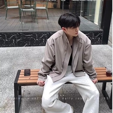秋冬款+老钱风cleanfit净版双层廓形立领夹克外套W1330/P80，男装夹克，电商B350
