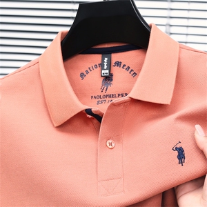 polo衫短袖男士纯色高端刺绣小马标上衣服翻领丝光棉t恤图片