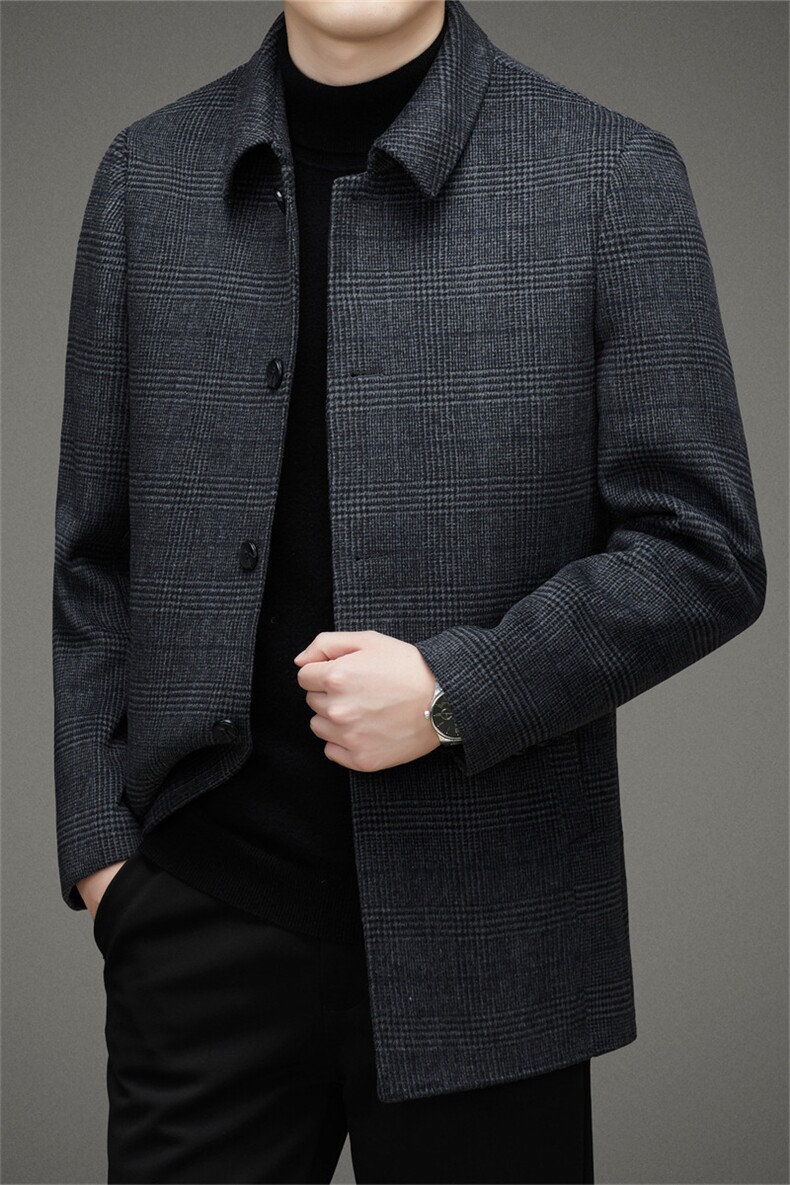 BZA6628钱塘2020-2新款男士水貂领羽绒脱卸羊毛呢派克服外套P260,男装毛呢大衣,钱塘207-2