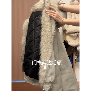 现货高品质美式高街冬季重磅硬挺短款座山雕毛领棉衣男女加厚外套图片