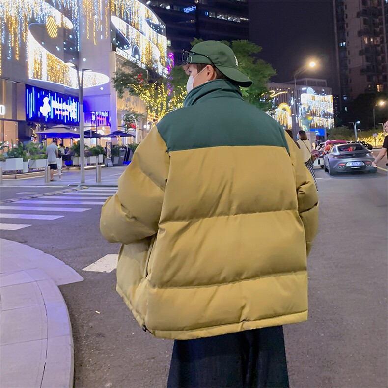 冬季棉服撞色宽松大码青年立领流行帅气棉袄面包服M0819-P85,男装棉衣,星座308B-2
