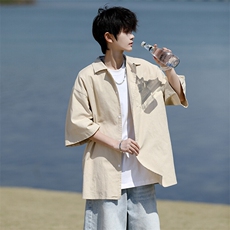 8XL-M亚麻短袖衬衫男夏薄款宽松休闲百搭大码半袖衬衣DC28002P50，男装衬衫，电商B312