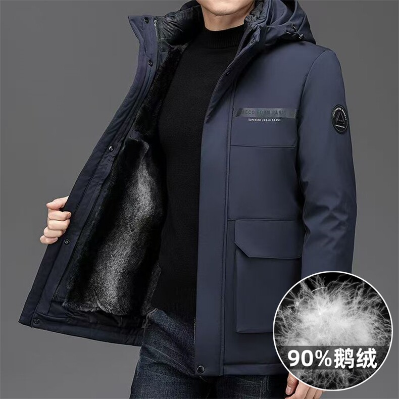 2025新款【可拆卸内胆】90白鸭绒连帽羽绒服外套男90绒新标,男装羽绒服,星座505-2（原电商A260-1)