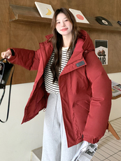 安可拉红连帽加厚棉服2c309-7717-p165-k248，女装棉衣/棉服，2C309