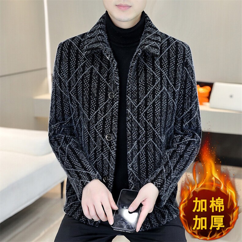 冬季新款男士毛呢大衣翻领加棉加厚修身潮流夹克外套男A75P140,男装夹克,电商B226-2（原B217-2）