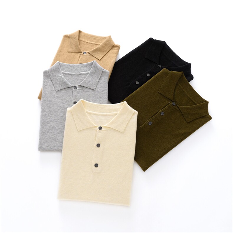 翻领针织短袖T恤男夏季薄款纯色Polo衫商务休闲半袖体桖，男装T恤，牧绒家园高端店