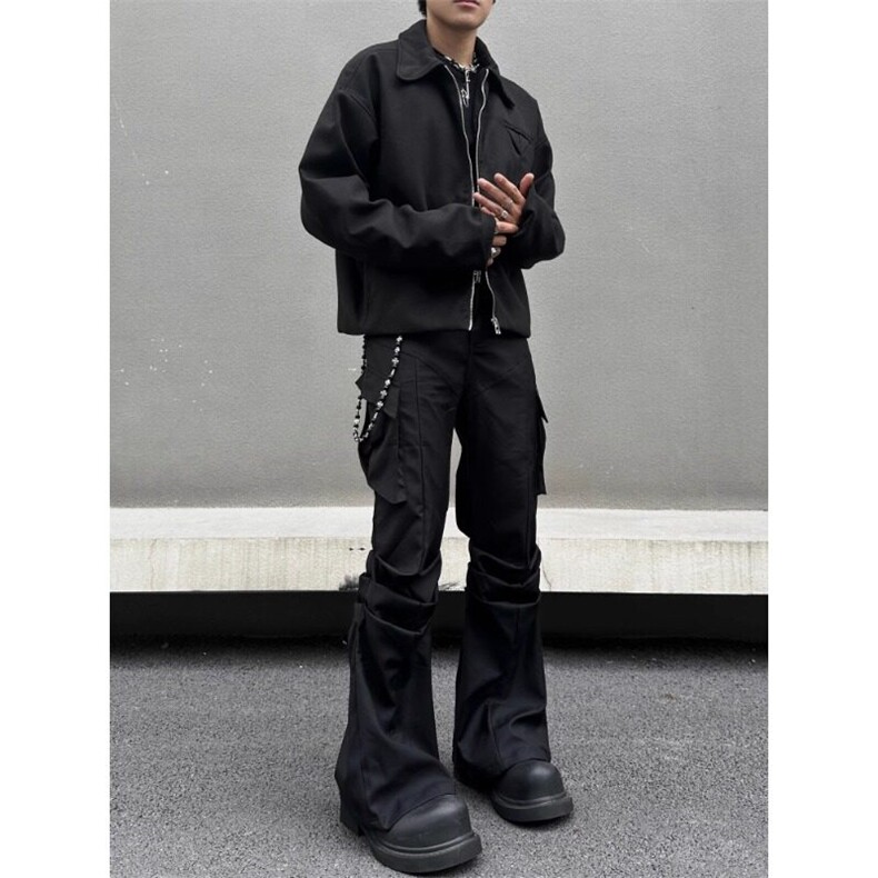 2025新款黑色宽松休闲裤，女装牛仔裤，星座506A