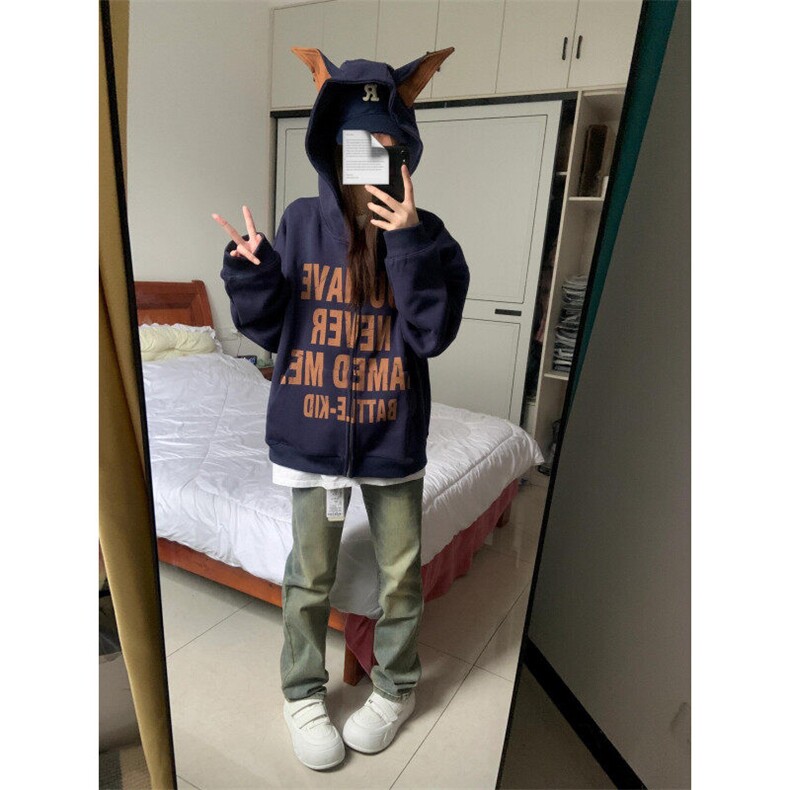 【有货】2403CC-特P58斑驳字母小恶魔连帽衫拉链卫衣外套男,男装卫衣,星座1007（原301D）