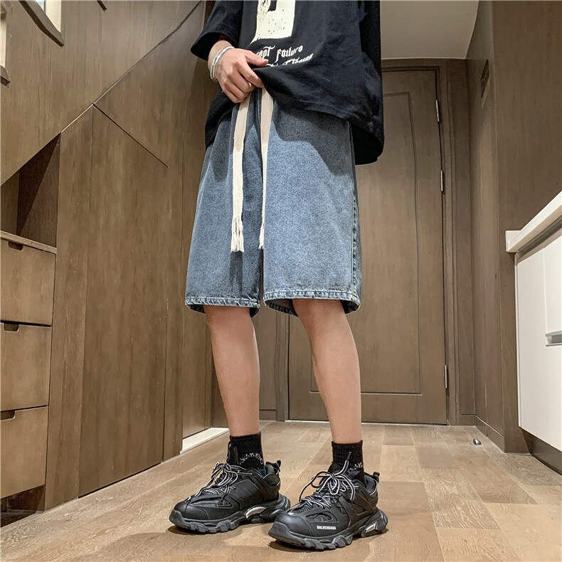 牛仔短裤男款夏季宽松垂感设计感小众百搭五分裤DK852-特批34,男装牛仔裤,星座718-1