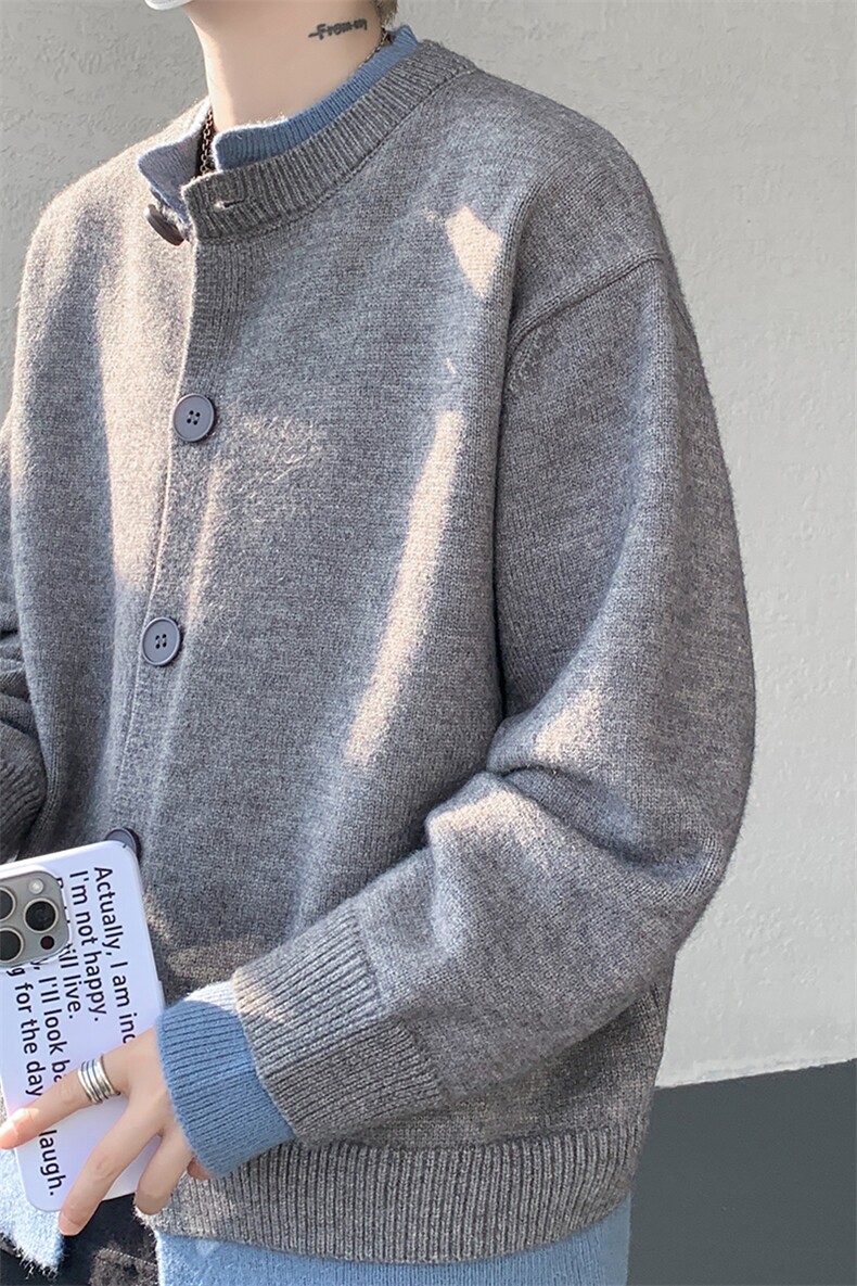 假两件高级感叠穿毛衣男美式针织开衫外套男MY1232-P78,男装针织衫/毛衣,电商D206-1