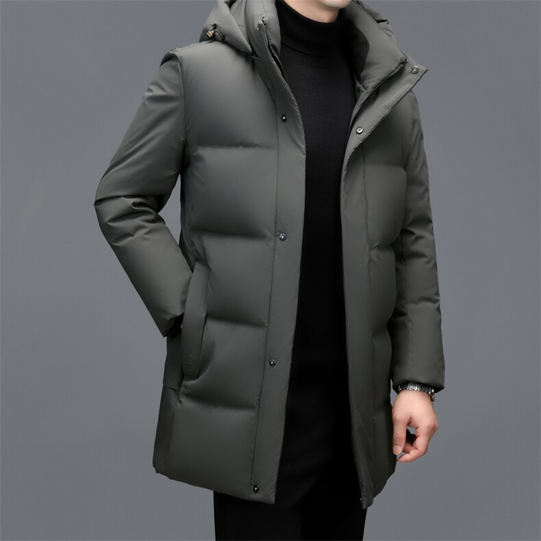 羽绒服男连帽加厚保暖休闲冬季中年男装鸭绒外套中长款爸爸外套,男装羽绒服,钱塘6003（原4033）
