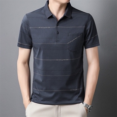 新款男士棉短袖翻领中青年透气休闲口袋体恤POLO衫上衣男装，男装Polo衫，钱塘6003（原4033）