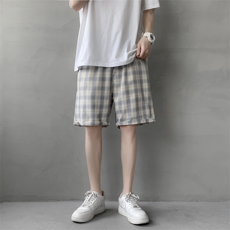 条纹格子短裤男士夏外穿潮流宽松韩版外穿ins五分裤子K828-P24,男装休闲裤,星座512-2