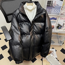 中性风平铺鳄鱼纹棉衣男手塞棉夹克PU皮棉服外套男8507P120控158，男装棉衣，星座226-1