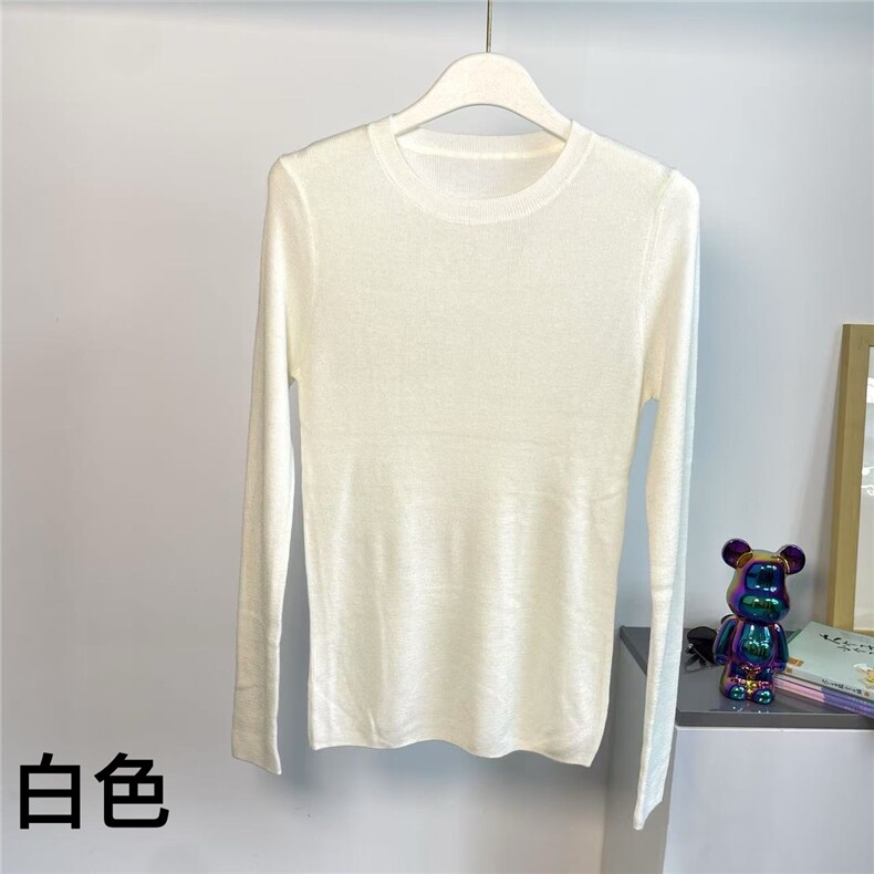 2025百搭时尚精仿羊毛圆领打底衫，女装针织衫/毛衣，万禾羊绒