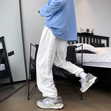 秋季字母印花拖地裤宽松直筒休闲裤X715白KZ1690P45控60，男装休闲裤，星座715
