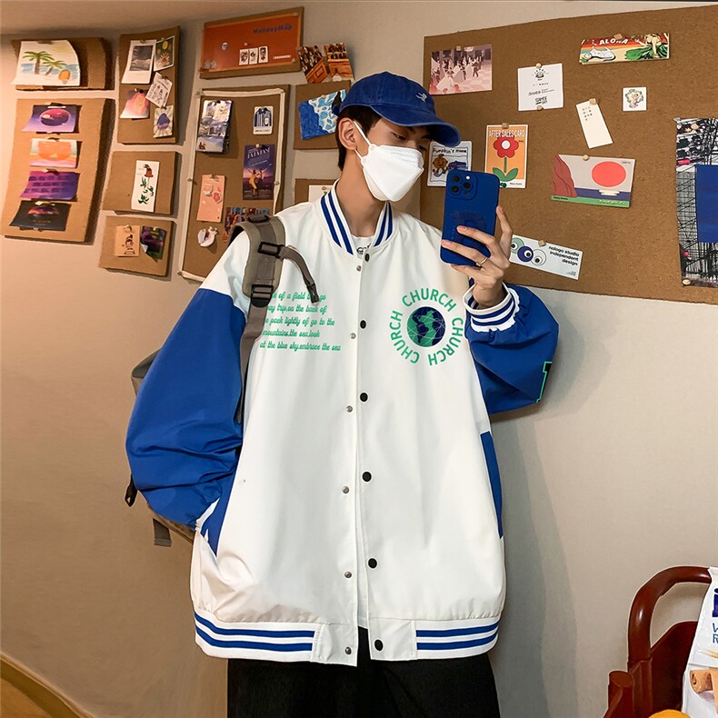 23春季新款港风设计感时尚印花棒球服宽松时尚潮流上衣G71P75控98,女装职业装,电商A247