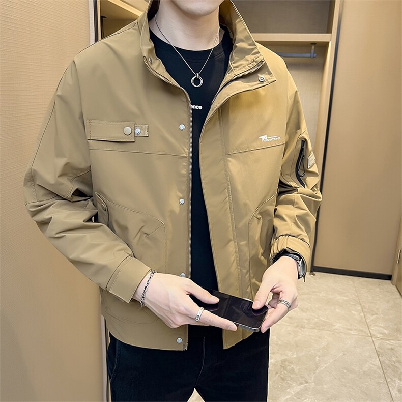 休闲纯色长袖上衣男贴标休闲百搭夹克DS-A329-FL2307-P95,男装夹克,电商A329