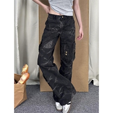【有货】DK8653-P68新塘货美式重磅工装裤男女直筒宽松迷彩牛仔裤，男装牛仔裤，星座603-2
