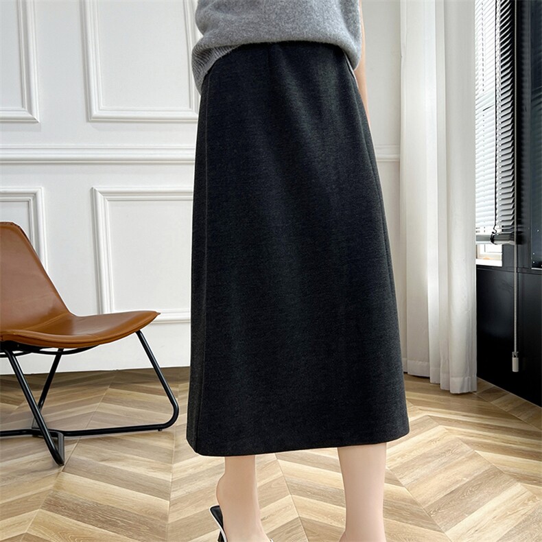 秋冬季新款羊毛针织半身裙a字高腰包臀裙中长款遮胯显瘦长裙，女装半身裙，朝辰羊绒