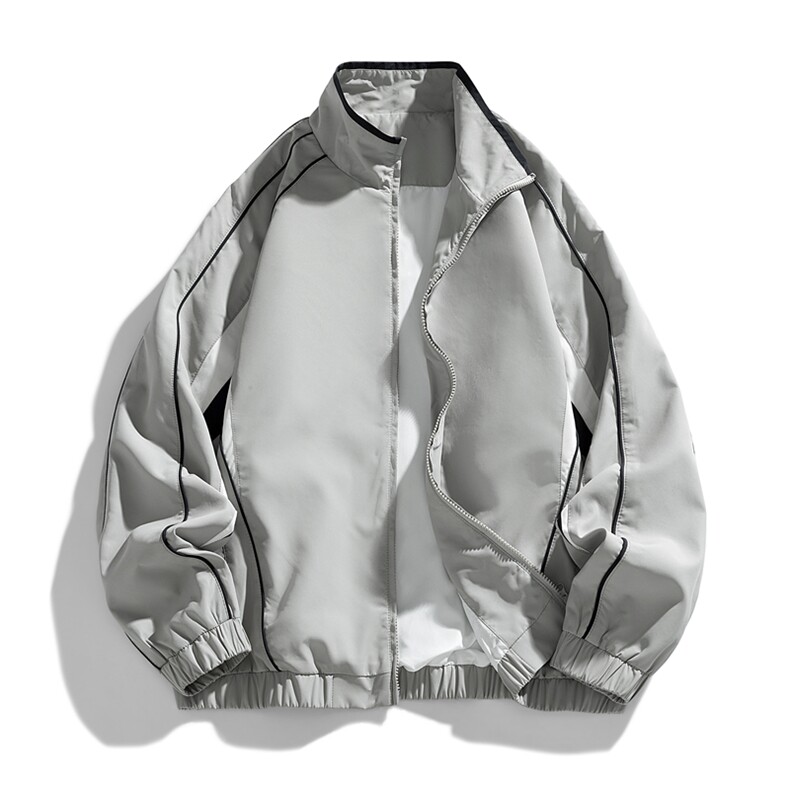 潮牌美式撞色拼接运动立领外套男宽松百搭夹克JK01572-P73图片