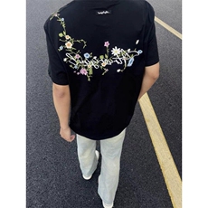 刺绣纯棉潮牌刺绣短袖ZX0155-P35，男装T恤，星座313A(原308A-2)