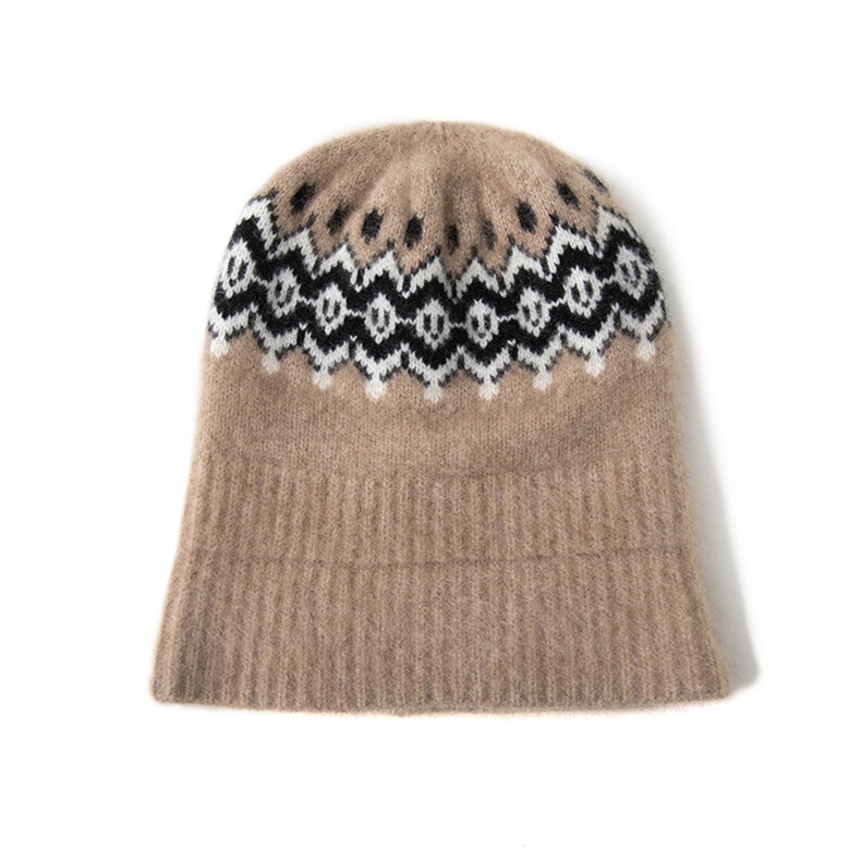 2025年春季新款百搭女士菱形提花圆顶帽,饰品帽子,轩妮羊绒
