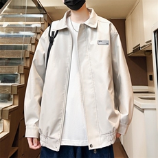 秋季贴标皮夹克男翻领皮衣青年外套潮流大码A266-PY006-P80控138，男装夹克，电商A266