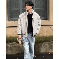 高品质春装新款老钱风美式高街解构立领棒球服飞行夹克潮休闲外套，男装夹克，电商A486