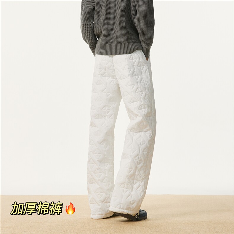 冬季新款简约格纹纯色保暖加厚夹棉宽松棉裤B313-K885-p65控88,男装休闲裤,电商B313