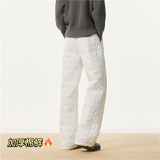 冬季新款简约格纹纯色保暖加厚夹棉宽松棉裤B313-K885-p65控88，男装休闲裤，电商B313