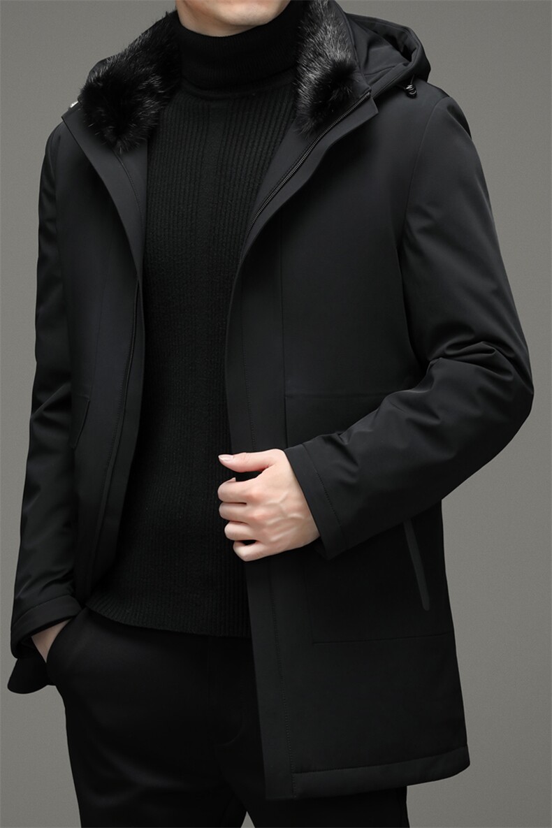 中年男防寒可拆卸水貂毛领外套可摘帽羽绒服男外套MYYL8872-P420,男装羽绒服,电商B212（原钱塘6029）