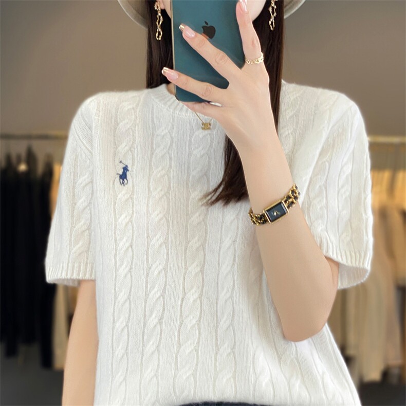 2025年夏季宽松型套头单件长袖圆领常规羊毛衫时尚百搭,女装羊毛衫,春贝羊绒