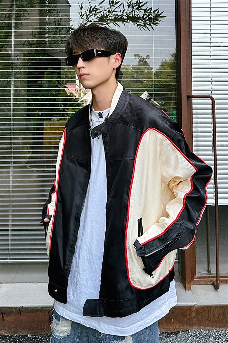 B221美式ins高街暗黑痞帅型男机车服外套上衣SY2306-P90控118,男装夹克,电商B221